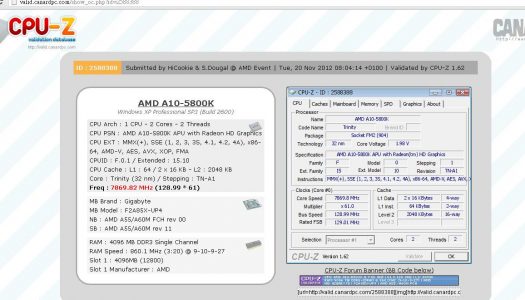 APU Trinity A10-5800K rompe nuevo récord de frecuencia