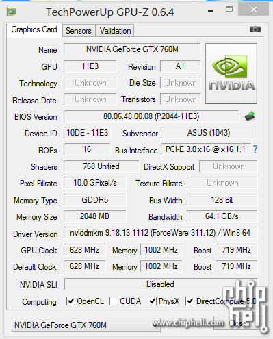 GTX760M GPU-z