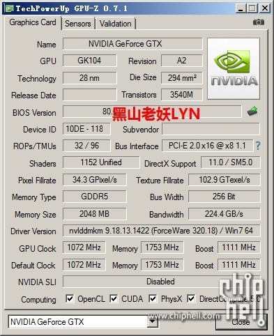 GTX 760 GPU-z