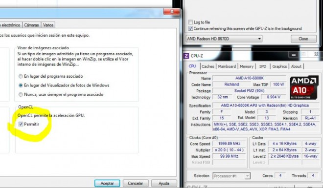 Winzip openCL activado