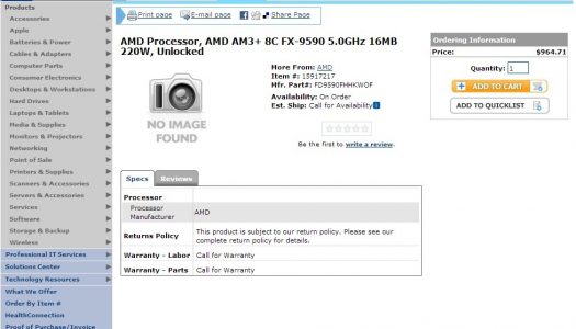 El AMD FX-9590 de 5GHz aparece en pre-venta a un precio desde $878 USD