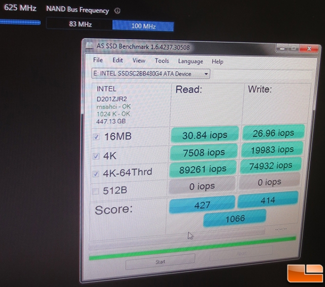 Defult SSD iops - OC 625MHz-100 MHz