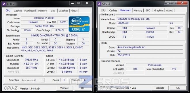 GIGABYTE B85M-D3H, Intel Core i7-4770K Stock @Idle