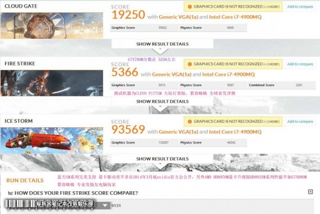 GTX 880m 3dmar 13