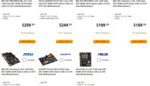 Newegg muestra los precios de las nuevas placas madres Z97 para Haswell Refresh