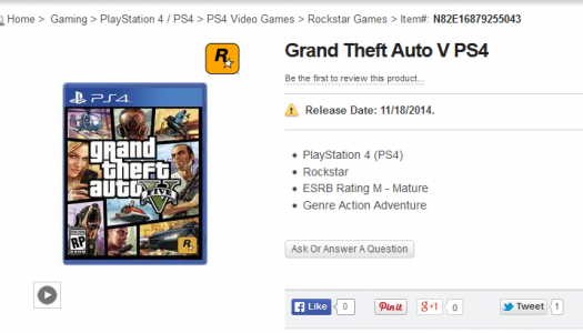 ¿GTA 5 vería la luz para PC, XBOX ONE y PS4 este 18 de noviembre? Newegg así lo revela