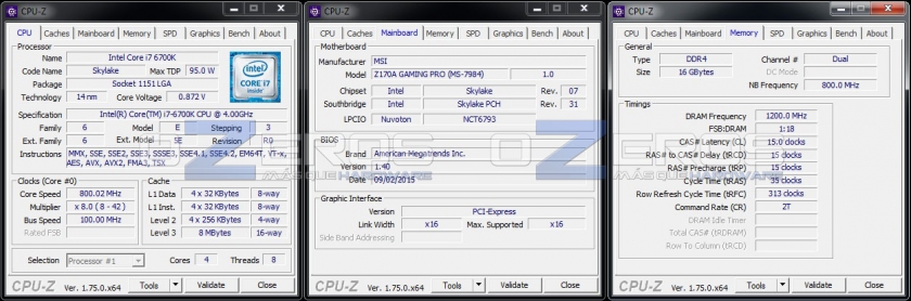 msi z170a gaming pro cpu-z