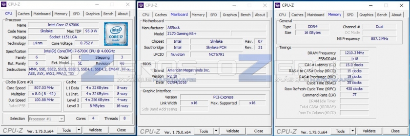 ASRock Fatal1ty Z170 Gaming k6+ cpuz