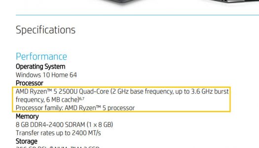 Portátil HP con procesador Ryzen y gráficos Vega avistado
