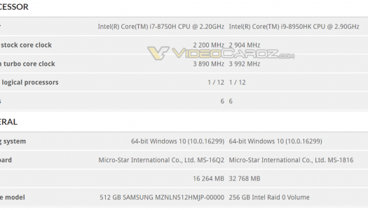 Procesador Core i9-K para notebooks avistado