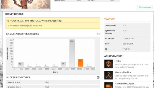 Intel Core i9-9900K en 3DMark tiene un mejor resultado que el Ryzen 7 2700X