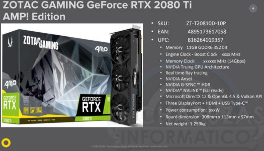 La ZOTAC RTX 2080 Ti AMP! Edition costará 1199 dólares