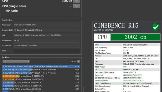 Intel Core i9-10900K alcanza 5.4 GHz mediante overclock