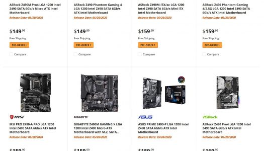 Placas Intel Z490 ya pueden ser pre-compradas