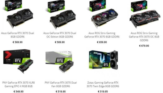 Se filtran precios de la RTX 3070 en Europa