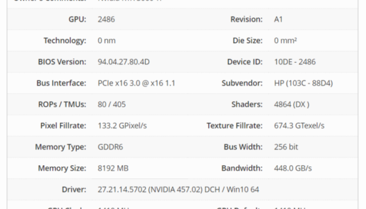 La validación de GPU-Z confirma las especificaciones de la RTX 3060 Ti